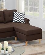 Dark coffee polyfiber sectional sofa with reversible chaise by La Spezia additional picture 8