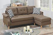 Light coffee polyfiber sectional sofa with reversible chaise by La Spezia additional picture 6