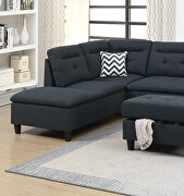 Black linen-like fabric cushion sectional w/ ottoman by La Spezia additional picture 3