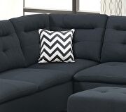 Black linen-like fabric cushion sectional w/ ottoman by La Spezia additional picture 6