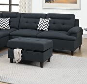 Black linen-like fabric cushion sectional w/ ottoman by La Spezia additional picture 8