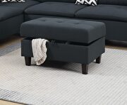 Black linen-like fabric cushion sectional w/ ottoman by La Spezia additional picture 9