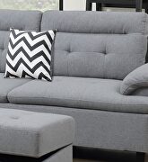 Gray linen-like fabric cushion sectional w/ ottoman by La Spezia additional picture 2
