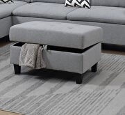 Gray linen-like fabric cushion sectional w/ ottoman by La Spezia additional picture 4