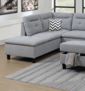 Gray linen-like fabric cushion sectional w/ ottoman by La Spezia additional picture 6