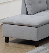 Gray linen-like fabric cushion sectional w/ ottoman by La Spezia additional picture 7
