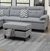 Gray linen-like fabric cushion sectional w/ ottoman by La Spezia additional picture 9