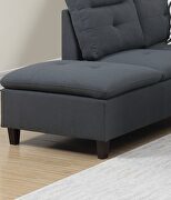 Charcoal gray linen-like fabric cushion sectional w/ ottoman by La Spezia additional picture 5