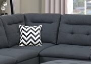 Charcoal gray linen-like fabric cushion sectional w/ ottoman by La Spezia additional picture 6