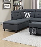 Charcoal gray linen-like fabric cushion sectional w/ ottoman by La Spezia additional picture 9