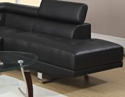 Black faux leather adjustable headrest sectional sofa with right facing chaise by La Spezia additional picture 2