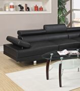 Black faux leather adjustable headrest sectional sofa with right facing chaise by La Spezia additional picture 11