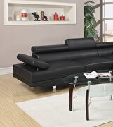 Black faux leather adjustable headrest sectional sofa with right facing chaise by La Spezia additional picture 3