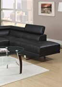 Black faux leather adjustable headrest sectional sofa with right facing chaise by La Spezia additional picture 5