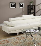 White faux leather sectional w/ adjustable headrest by La Spezia additional picture 2