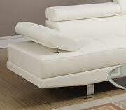 White faux leather sectional w/ adjustable headrest by La Spezia additional picture 3