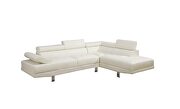 White faux leather sectional w/ adjustable headrest by La Spezia additional picture 5