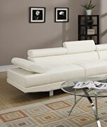 White faux leather sectional w/ adjustable headrest by La Spezia additional picture 8