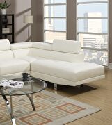 White faux leather sectional w/ adjustable headrest by La Spezia additional picture 9