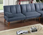 Navy polyfiber sectional sofa set with adjustable chaise by La Spezia additional picture 2