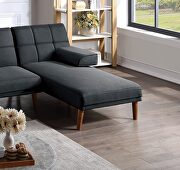 Black color tufted  polyfiber sectional sofa with solid wood legs by La Spezia additional picture 2
