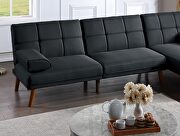 Black color tufted  polyfiber sectional sofa with solid wood legs by La Spezia additional picture 3