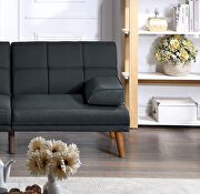 Black color tufted  polyfiber sectional sofa with solid wood legs by La Spezia additional picture 4