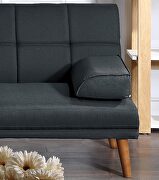 Black color tufted  polyfiber sectional sofa with solid wood legs by La Spezia additional picture 5