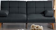 Black color tufted  polyfiber sectional sofa with solid wood legs by La Spezia additional picture 6