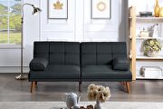 Black color tufted  polyfiber sectional sofa with solid wood legs by La Spezia additional picture 9