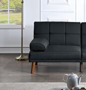 Black color tufted  polyfiber sectional sofa with solid wood legs by La Spezia additional picture 10