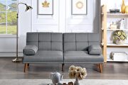 Blue/ gray color tufted  polyfiber sectional sofa with solid wood legs by La Spezia additional picture 2