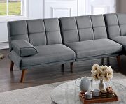 Blue/ gray color tufted  polyfiber sectional sofa with solid wood legs by La Spezia additional picture 11