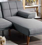 Blue/ gray color tufted  polyfiber sectional sofa with solid wood legs by La Spezia additional picture 12