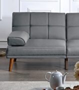 Blue/ gray color tufted  polyfiber sectional sofa with solid wood legs by La Spezia additional picture 3