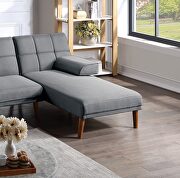 Blue/ gray color tufted  polyfiber sectional sofa with solid wood legs by La Spezia additional picture 9