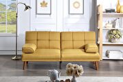 Mustard color tufted  polyfiber sectional sofa with solid wood legs by La Spezia additional picture 2