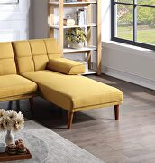 Mustard color tufted  polyfiber sectional sofa with solid wood legs by La Spezia additional picture 12