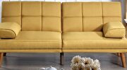 Mustard color tufted  polyfiber sectional sofa with solid wood legs by La Spezia additional picture 6