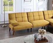 Mustard color tufted  polyfiber sectional sofa with solid wood legs by La Spezia additional picture 7