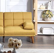 Mustard color tufted  polyfiber sectional sofa with solid wood legs by La Spezia additional picture 8