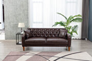 Brown pu leather tufted buttons sofa by La Spezia additional picture 8