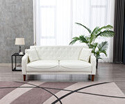Ivory pu leather tufted buttons sofa by La Spezia additional picture 4