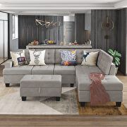 Gray 3-piece sectional sofa with chaise lounge and storage ottoman by La Spezia additional picture 12
