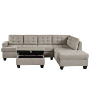 Gray 3-piece sectional sofa with chaise lounge and storage ottoman by La Spezia additional picture 6