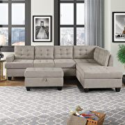 Gray 3-piece sectional sofa with chaise lounge and storage ottoman by La Spezia additional picture 8