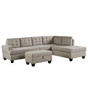 Gray 3-piece sectional sofa with chaise lounge and storage ottoman by La Spezia additional picture 9