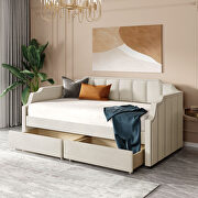 Twin size upholstered daybed with drawers in beige by La Spezia additional picture 7