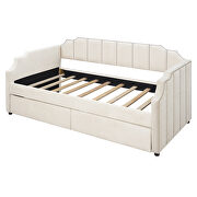 Twin size upholstered daybed with drawers in beige by La Spezia additional picture 10