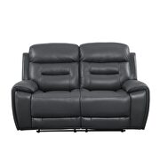 Gray top grain leather motion loveseat by La Spezia additional picture 2